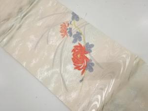 流水に菊模様織り出し　名古屋帯
